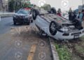 Vuelca automóvil sobre la autopista El Molinito-Texmelucan