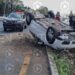 Vuelca automóvil sobre la autopista El Molinito-Texmelucan