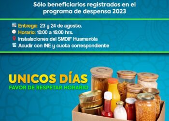 ENTREGARÁ SMDIF HUAMANTLA DESPENSAS A BENEFICIARIOS INSCRITOS EN EL PROGRAMA DE ASISTENCIA SOCIAL