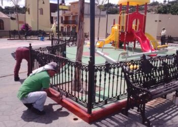 Tequexquitla | Continúan trabajos de mejoramiento de espacios públicos en Tequexquitla.