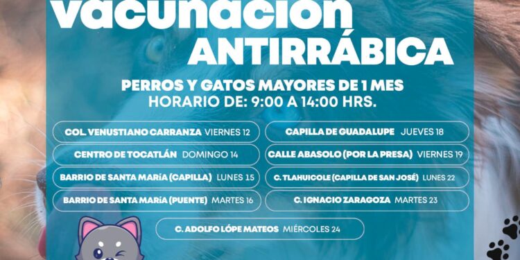 Habrá campaña de vacunación antirrabica en Tocatlán .