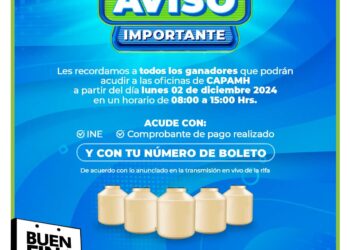 Invita la CAPAMH reclamar premio con numero ganador.