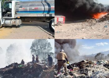GOBIERNO DE HUAMANTLA E INSTITUCIONES TRABAJAN EN EQUIPO PARA SOFOCAR INCENDIO EN RELLENO SANITARIO DE BENITO JUÁREZ