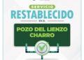 Anuncia la CAPAMH reanudación del servicio en el pozo del Lienzo Charro.