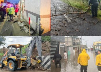 ÁREAS DEL AYUNTAMIENTO DE HUAMANTLA DAN RESPUESTA INMEDIATA A LA POBLACIÓN ANTE FUERTE LLUVIA DE ESTA TARDE