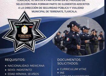 Abre ayuntamiento de Terrenate convocatoria para pertenecer a la policía municipal.