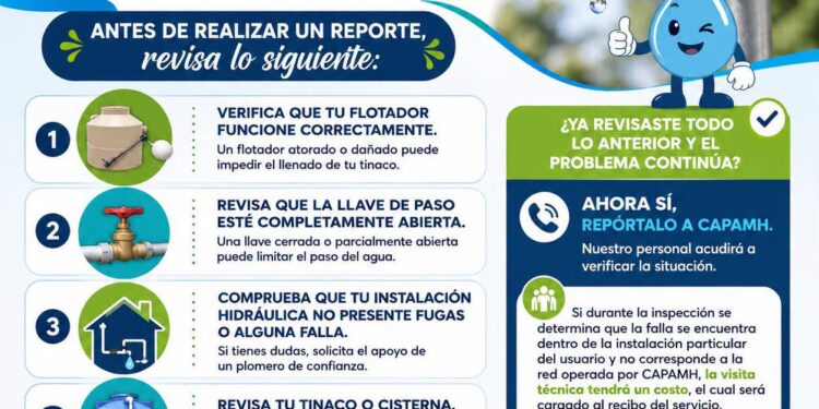 ¿No tienes agua en tu domicilio? Antes de realizar un reporte, te invitamos a revisar algunos puntos básicos de tu instalación. En muchas ocasiones, una simple verificación puede ayudar a identificar el origen del problema y resolverlo de forma inmediata.